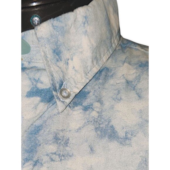 Naked And Famous 100% Cotton Shirt Small Canada Blue Tie Dye Print Unisex - Picture 3 of 7